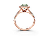 Rose gold Fancy Green Asscher Cut Halo Diamond Ring with Pavé Band_3