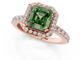 Rose gold Fancy Green Asscher  Cut Halo Diamond Ring with Pave Band and Four-Prong Setting_18