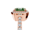 Rose gold Fancy Green Asscher  Cut Halo Diamond Ring with Pave Band and Four-Prong Setting_22