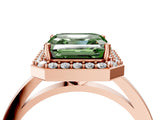 Rose gold Fancy Green Asscher Cut Halo Diamond Ring with Solitaire Band and Prong Setting_4