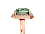 Rose gold Fancy Green Asscher Cut Halo Diamond Ring with Solitaire Band and Prong Setting_5