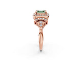 Rose gold Fancy Green Asscher Cut Halo Diamond Split Shank Engagement Ring with Four-Prong Setting_2