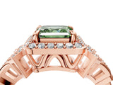 Rose gold Fancy Green Asscher Cut Halo Diamond Split Shank Engagement Ring with Four-Prong Setting_4