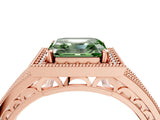Rose gold Fancy Green Asscher Cut Halo Diamond Split Shank Ring with Prong Setting_4