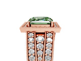 Rose gold Fancy Green Asscher Cut Halo Diamond Split Shank Ring with Prong Setting_5