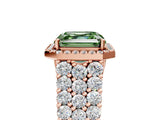 Rose gold Fancy Green Asscher Cut Halo Pavé Diamond Engagement Ring with Split Shank and Four-Prong Setting_8