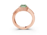 Rose gold Fancy Green Asscher  Cut Halo Pave Band Four-Prong Ring_33