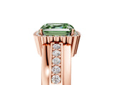 Rose gold Fancy Green Asscher  Cut Halo Pave Band Four-Prong Ring_35