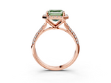 Rose gold Fancy Green Asscher  Cut Halo Pave Band Four-Prong Setting Ring_3