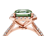 Rose gold Fancy Green Asscher  Cut Halo Pave Band Four-Prong Setting Ring_4
