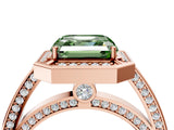 Rose gold Fancy Green Asscher  Cut Halo Pave Split Shank Prong Setting Ring_58