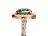 Rose gold Fancy Green Asscher  Cut Halo Pave Split Shank Prong Setting Ring_59