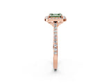 Rose gold Fancy Green Asscher Cut Halo Round Diamond Pavé Band with Four-Prong Setting_5