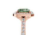 Rose gold Fancy Green Asscher Cut Halo Round Diamond Pavé Band with Four-Prong Setting_8