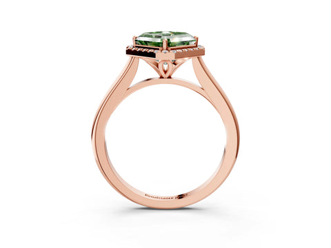 Rose gold Fancy Green Asscher Cut Halo Round Diamond Solitaire Engagement Ring with Pave Band and Four-Prong Setting_15