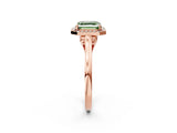 Rose gold Fancy Green Asscher Cut Halo Round Diamond Solitaire Ring with Pavé Band and Four-Prong Setting_2