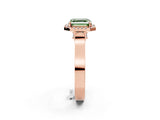 Rose gold Fancy Green Asscher Cut Halo Round Diamond Twist Band with Four-Prong Setting_2