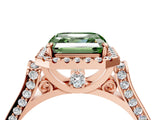 Rose gold Fancy Green Asscher Cut Halo Round Diamond Twist Band with Four-Prong Setting_4