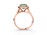 Rose gold Fancy Green Asscher  Cut Halo Solitaire Engagement Ring with Square Band and Four-Prong Setting_100