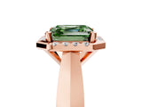 Rose gold Fancy Green Asscher  Cut Halo Solitaire Engagement Ring with Square Band and Four-Prong Setting_102