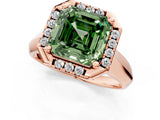 Rose gold Fancy Green Asscher  Cut Halo Solitaire Engagement Ring with Square Band and Four-Prong Setting_67