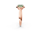 Rose gold Fancy Green Asscher  Cut Halo Solitaire Engagement Ring with Square Band and Four-Prong Setting_68