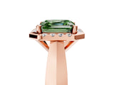 Rose gold Fancy Green Asscher  Cut Halo Solitaire Engagement Ring with Square Band and Four-Prong Setting_71