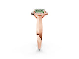 Rose gold Fancy Green Asscher  Cut Halo Solitaire Engagement Ring with Square Band and Four-Prong Setting_99