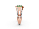 Rose gold Fancy Green Asscher  Cut Halo Split Shank Diamond Ring with Four-Prong Setting_2
