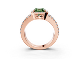 Rose gold Fancy Green Asscher  Cut Halo Split Shank Diamond Ring with Four-Prong Setting_3