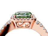 Rose gold Fancy Green Asscher  Cut Halo Split Shank Diamond Ring with Four-Prong Setting_4