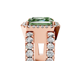 Rose gold Fancy Green Asscher  Cut Halo Split Shank Diamond Ring with Four-Prong Setting_5