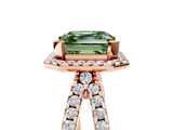 Rose gold Fancy Green Asscher  Cut Halo Split Shank Pave Set Ring_22