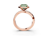 Rose gold Fancy Green Asscher  Cut Halo Split Shank Prong Setting Ring_15