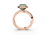 Rose gold Fancy Green Asscher  Cut Halo Split Shank Prong Setting Ring_19