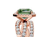 Rose gold Fancy Green Asscher  Cut Halo Split Shank Prong Setting Ring_21