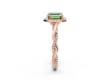 Rose gold Fancy Green Asscher Cut Halo Twist Band with Four-Prong Setting_14