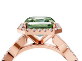 Rose gold Fancy Green Asscher  Cut Halo Twisted Band Four-Prong Ring_4