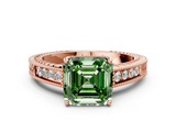 Rose gold Fancy Green Asscher  Cut Milgrain Channel Set Engagement Ring with Solitaire Prong Setting_17