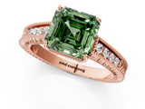 Rose gold Fancy Green Asscher  Cut Milgrain Channel Set Engagement Ring with Solitaire Prong Setting_18