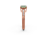 Rose gold Fancy Green Asscher  Cut Milgrain Channel Set Engagement Ring with Solitaire Prong Setting_19