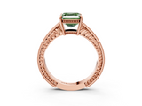 Rose gold Fancy Green Asscher  Cut Milgrain Channel Set Engagement Ring with Solitaire Prong Setting_20