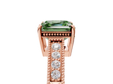 Rose gold Fancy Green Asscher  Cut Milgrain Channel Set Engagement Ring with Solitaire Prong Setting_22