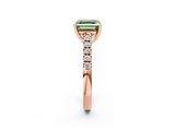 Rose gold Fancy Green Asscher  Cut Pavé Band Solitaire Ring with Four-Prong Setting_2