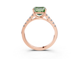 Rose gold Fancy Green Asscher  Cut Pavé Band Solitaire Ring with Four-Prong Setting_3