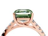 Rose gold Fancy Green Asscher  Cut Pavé Band Solitaire Ring with Four-Prong Setting_4