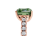 Rose gold Fancy Green Asscher  Cut Pavé Band Solitaire Ring with Four-Prong Setting_5