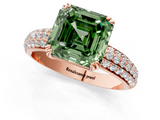 Rose gold Fancy Green Asscher  Cut Pave Diamond Engagement Ring with Channel Set Band and Four-Prong Setting_1