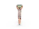 Rose gold Fancy Green Asscher  Cut Pave Diamond Engagement Ring with Channel Set Band and Four-Prong Setting_2