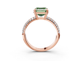 Rose gold Fancy Green Asscher  Cut Pave Diamond Engagement Ring with Channel Set Band and Four-Prong Setting_3